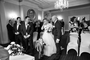 Black and white wedding ceremony photography